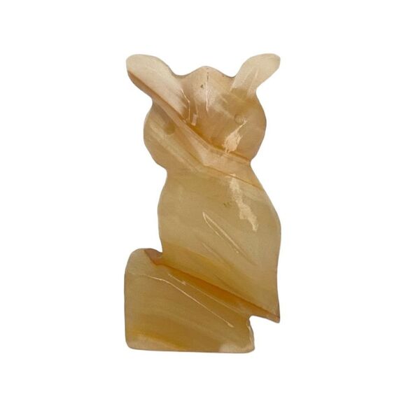 4” Carved Alabaster Owl Figurine Table Decoration Realistic - Picture 1 of 5